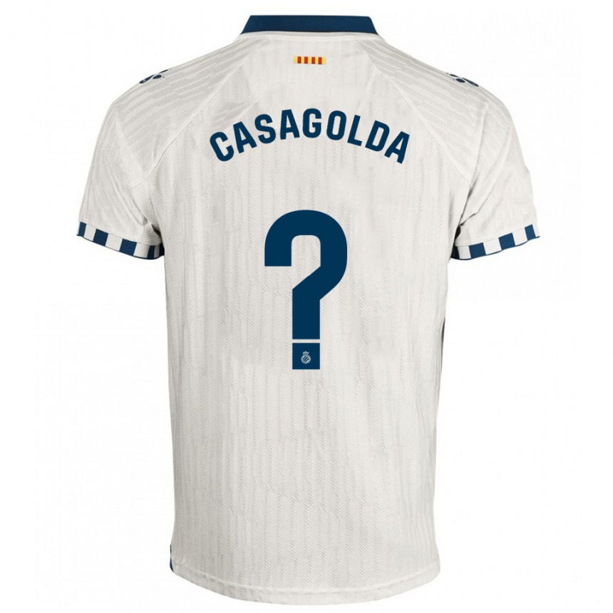 ילדים כדורגל Pau Casagolda #0 לבן כחול הרחק ג'רזי 2025/26