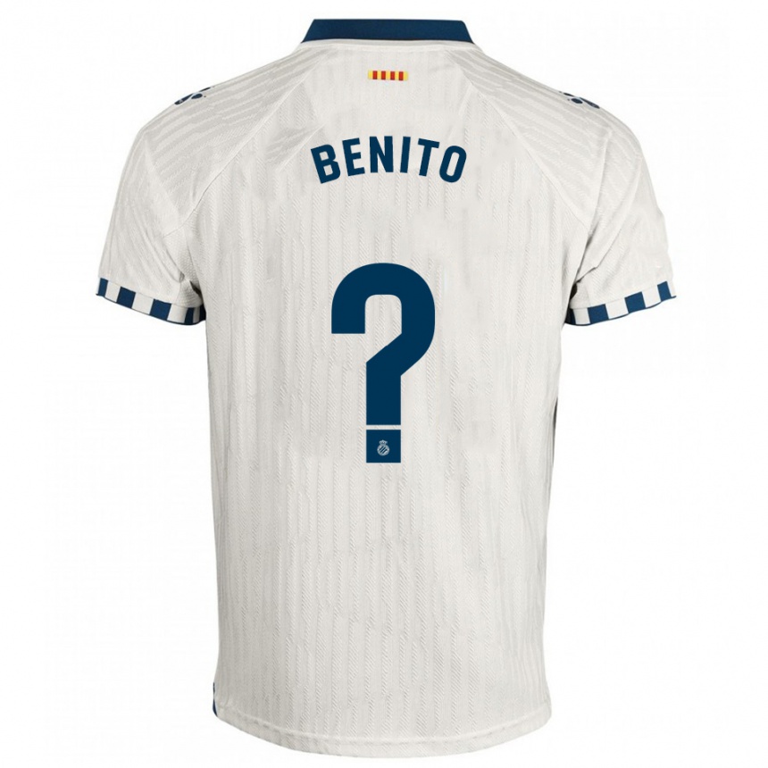 ילדים כדורגל Adrià Benito #0 לבן כחול הרחק ג'רזי 2025/26