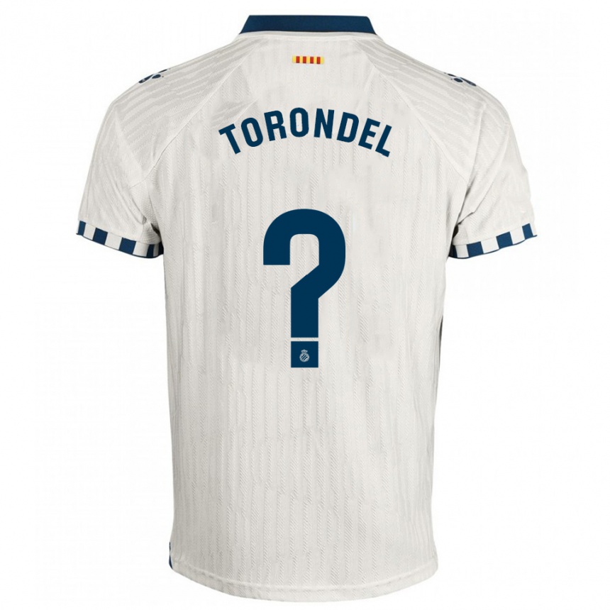 ילדים כדורגל Aitor Torondel #0 לבן כחול הרחק ג'רזי 2025/26