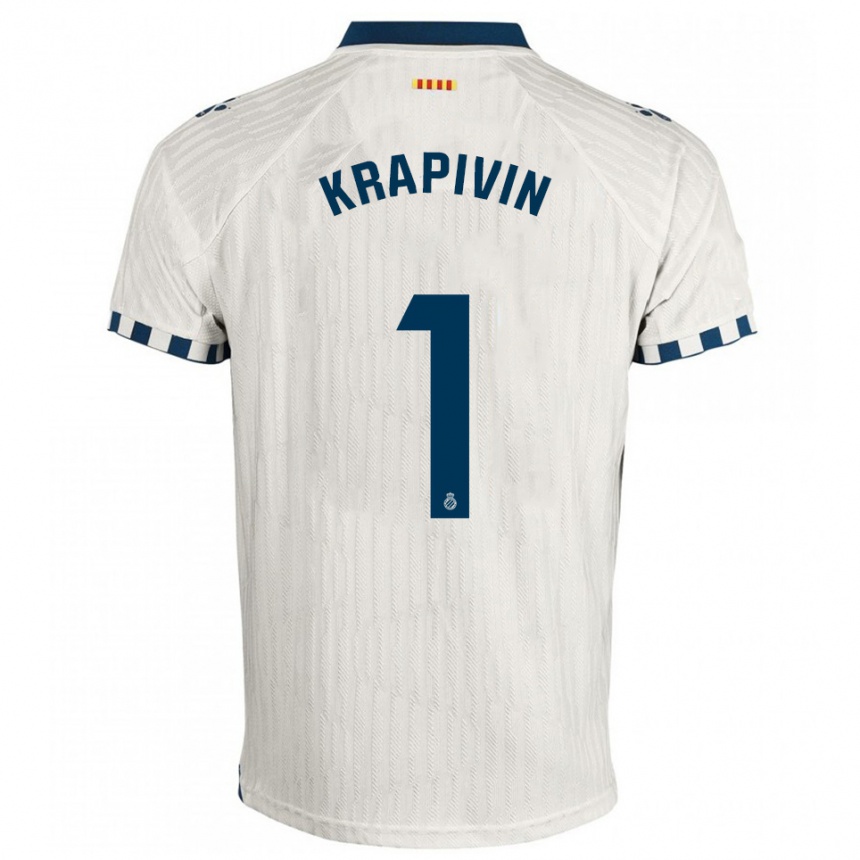 ילדים כדורגל Yegor Krapivin #1 לבן כחול הרחק ג'רזי 2025/26