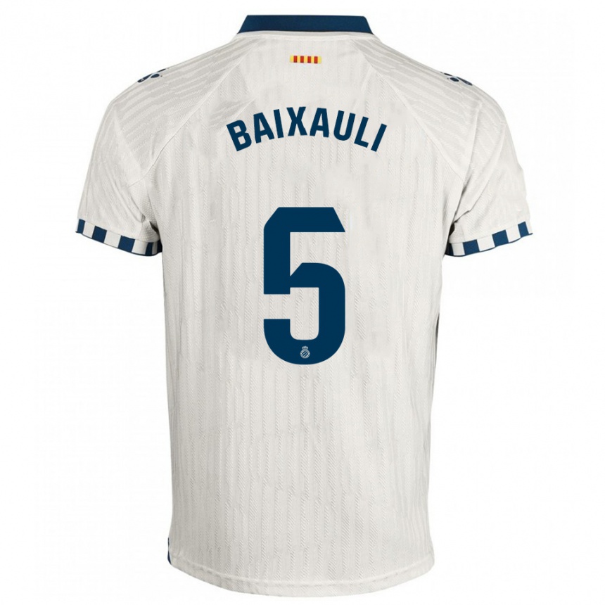 ילדים כדורגל Iker Baixauli #5 לבן כחול הרחק ג'רזי 2025/26