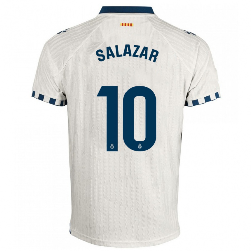 ילדים כדורגל Leo Salazar #10 לבן כחול הרחק ג'רזי 2025/26