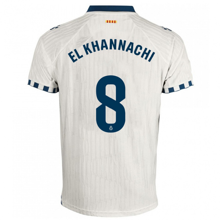 ילדים כדורגל Youssef El Khannachi #8 לבן כחול הרחק ג'רזי 2025/26
