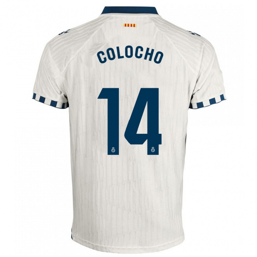 ילדים כדורגל Itzel Colocho #14 לבן כחול הרחק ג'רזי 2025/26