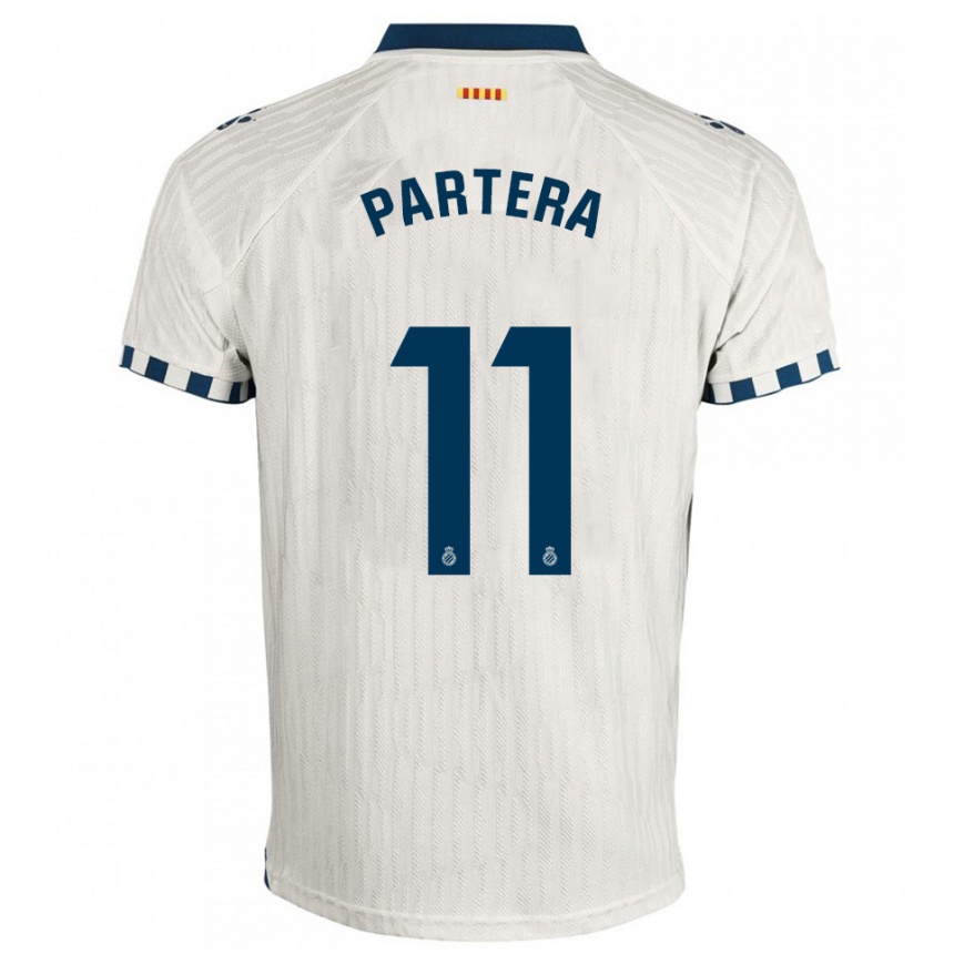 ילדים כדורגל Álex Partera #11 לבן כחול הרחק ג'רזי 2025/26