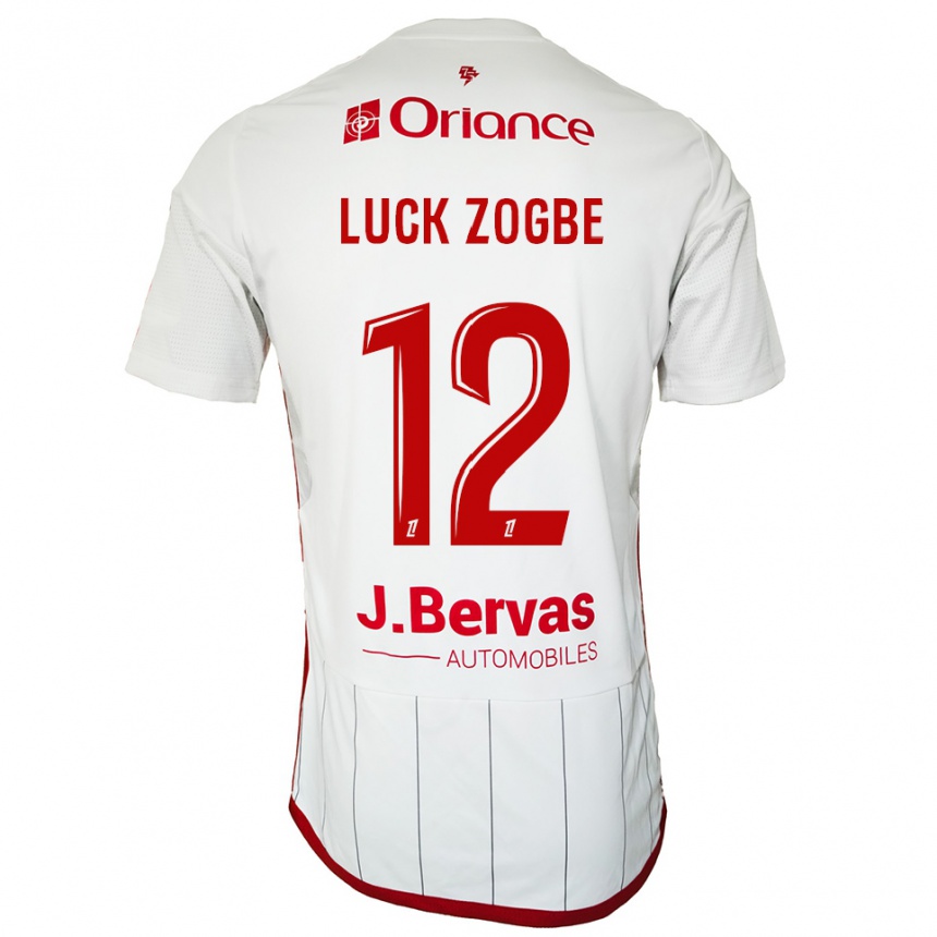 ילדים כדורגל Luck Zogbé #12 לבן אדום הרחק ג'רזי 2025/26