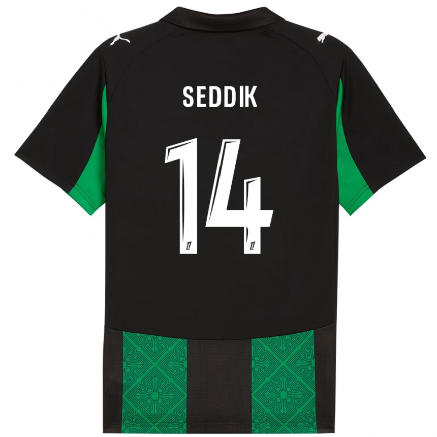 ילדים כדורגל Mohamed Seddik #14 שחור ירוק הרחק ג'רזי 2025/26