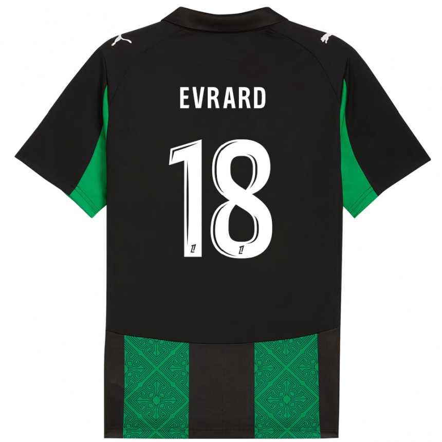 ילדים כדורגל Julia Evrard #18 שחור ירוק הרחק ג'רזי 2025/26