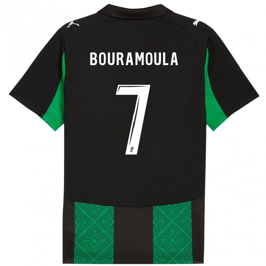 ילדים כדורגל Ilies Bouramoula #7 שחור ירוק הרחק ג'רזי 2025/26