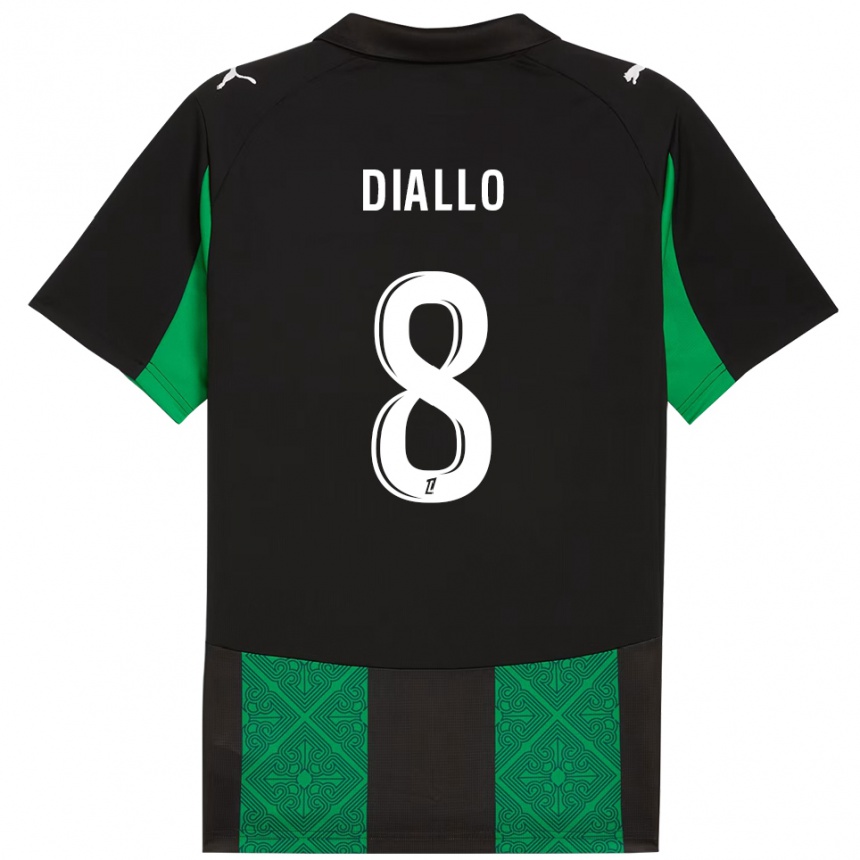 ילדים כדורגל Alpha Diallo #8 שחור ירוק הרחק ג'רזי 2025/26