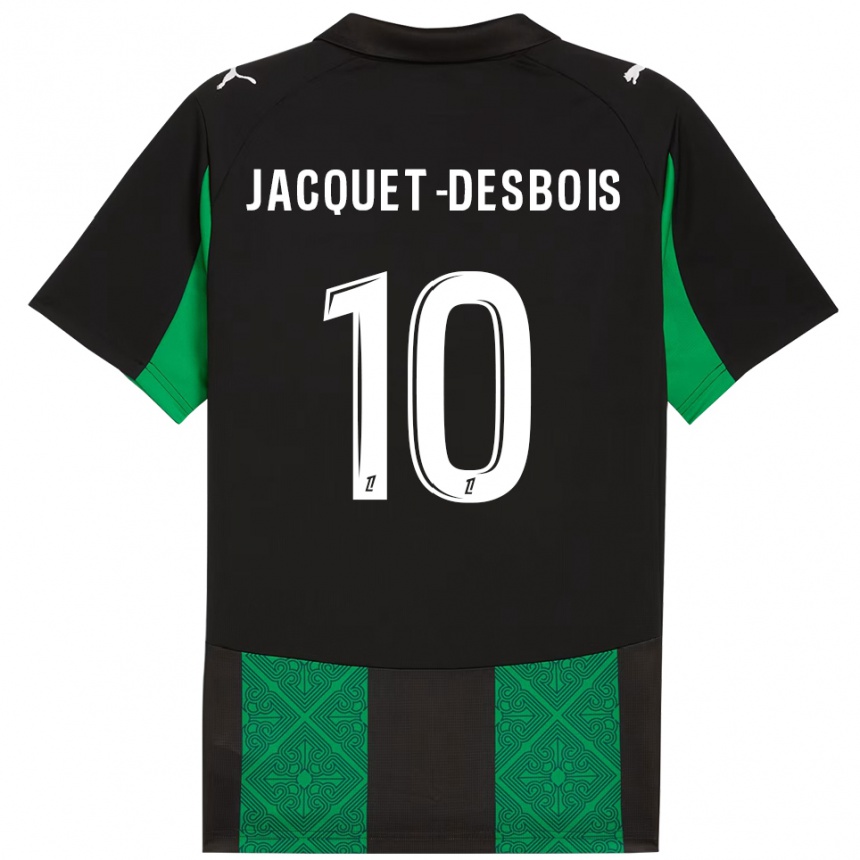 ילדים כדורגל Tairik Jacquet-Desbois #10 שחור ירוק הרחק ג'רזי 2025/26