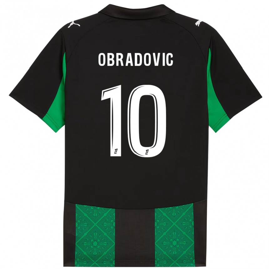 ילדים כדורגל Ognjen Obradovic #10 שחור ירוק הרחק ג'רזי 2025/26
