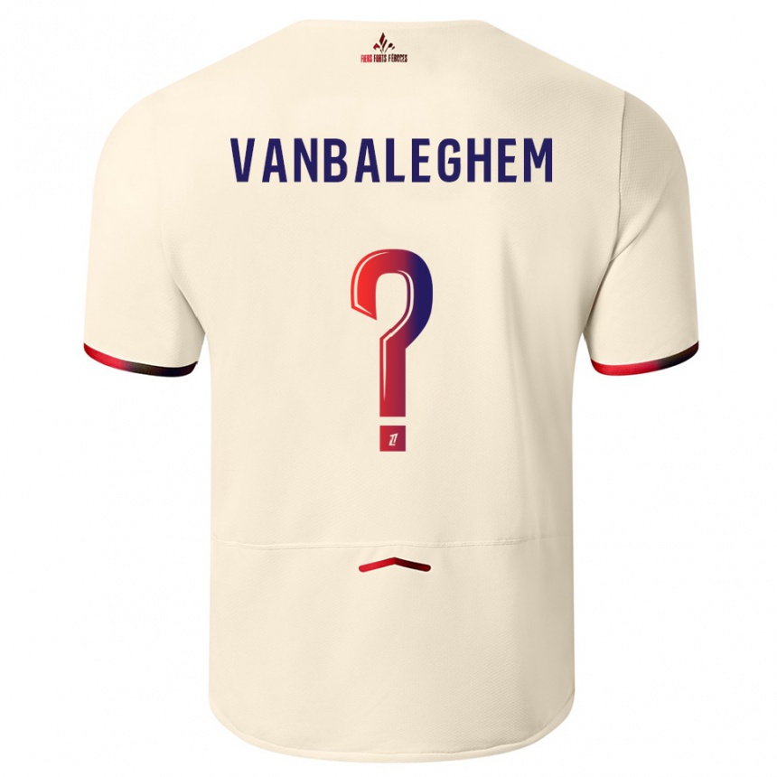 ילדים כדורגל Valentin Vanbaleghem #0 לבן שמנת אדום הרחק ג'רזי 2025/26