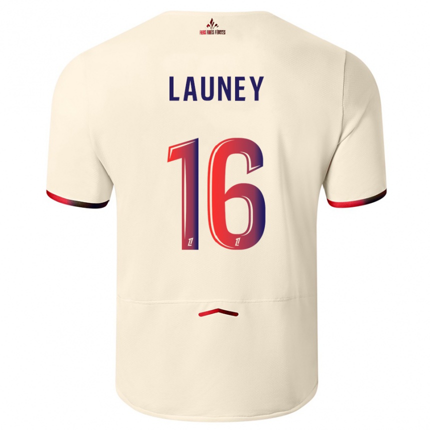 ילדים כדורגל Elisa Launey #16 לבן שמנת אדום הרחק ג'רזי 2025/26