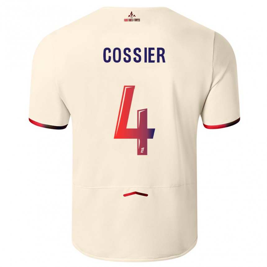 ילדים כדורגל Isaac Cossier #4 לבן שמנת אדום הרחק ג'רזי 2025/26