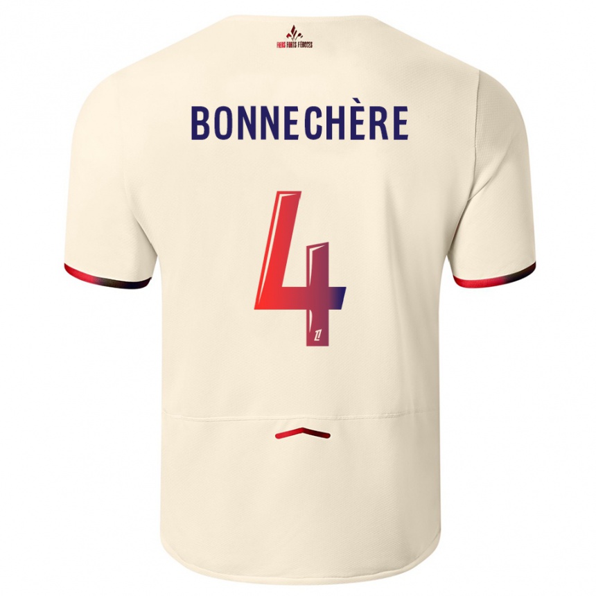 ילדים כדורגל Victor Bonnechère #4 לבן שמנת אדום הרחק ג'רזי 2025/26