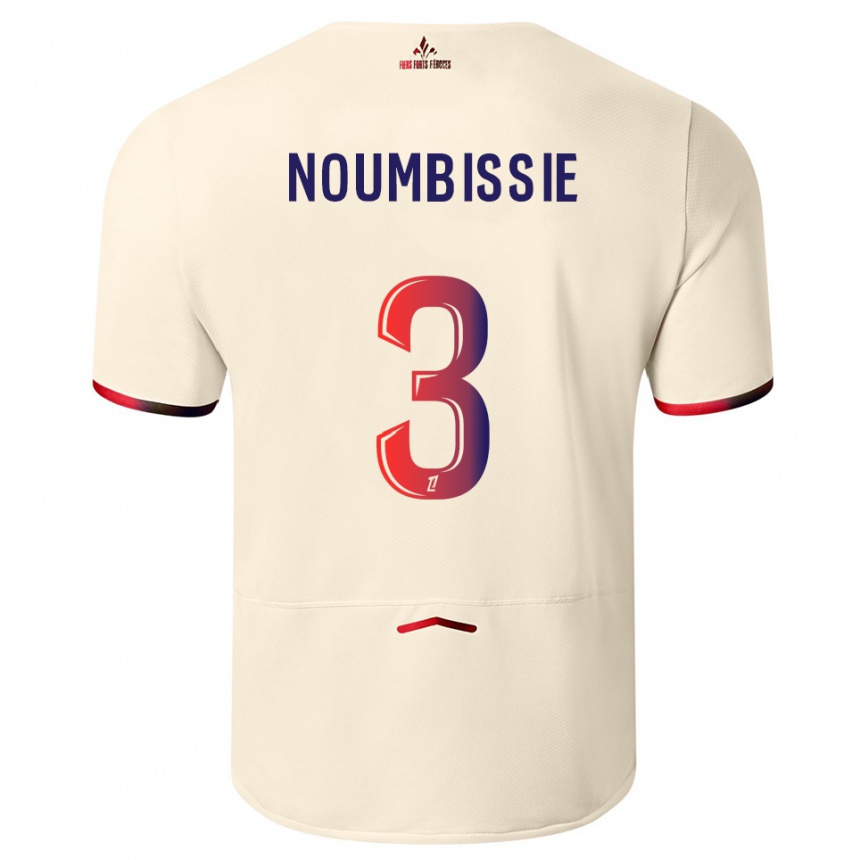 ילדים כדורגל Stéphane Noumbissie #3 לבן שמנת אדום הרחק ג'רזי 2025/26