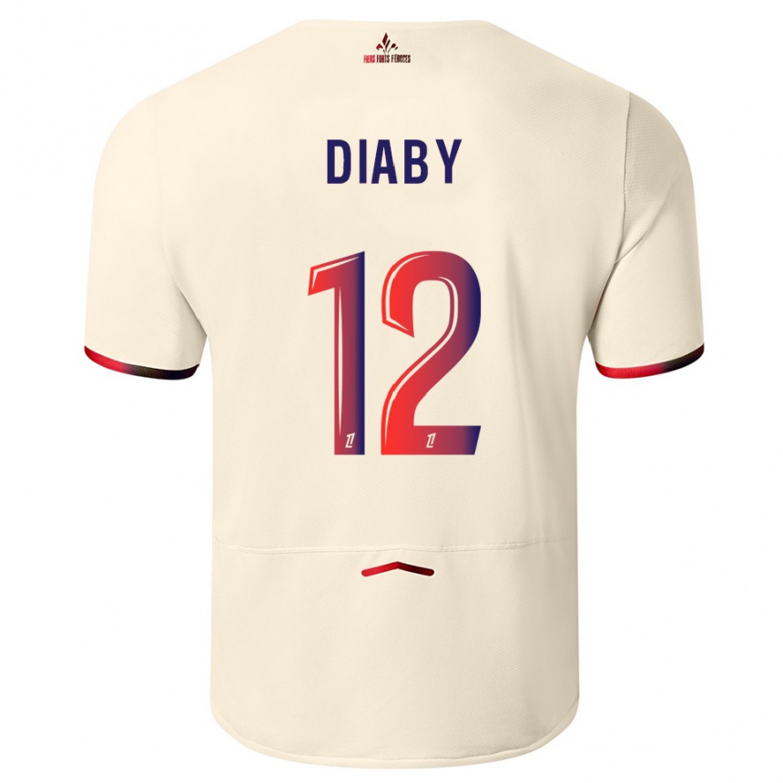 ילדים כדורגל Bafodé Diaby #12 לבן שמנת אדום הרחק ג'רזי 2025/26