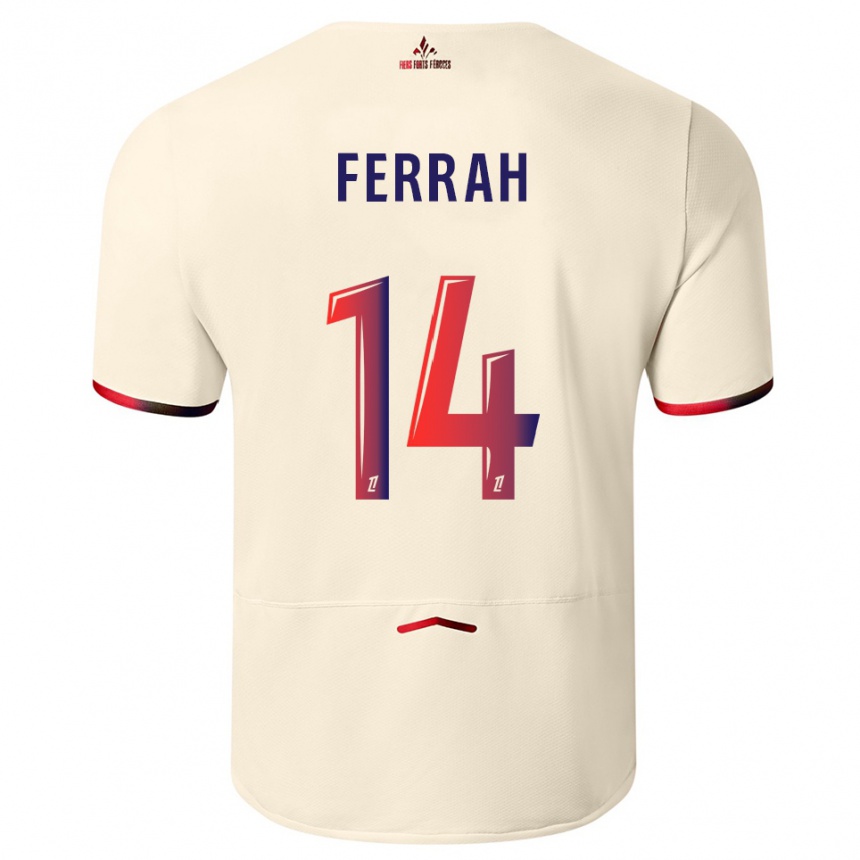 ילדים כדורגל Ichem Ferrah #14 לבן שמנת אדום הרחק ג'רזי 2025/26