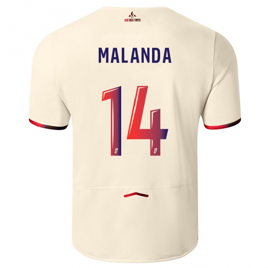 ילדים כדורגל Jephthe Malanda #14 לבן שמנת אדום הרחק ג'רזי 2025/26