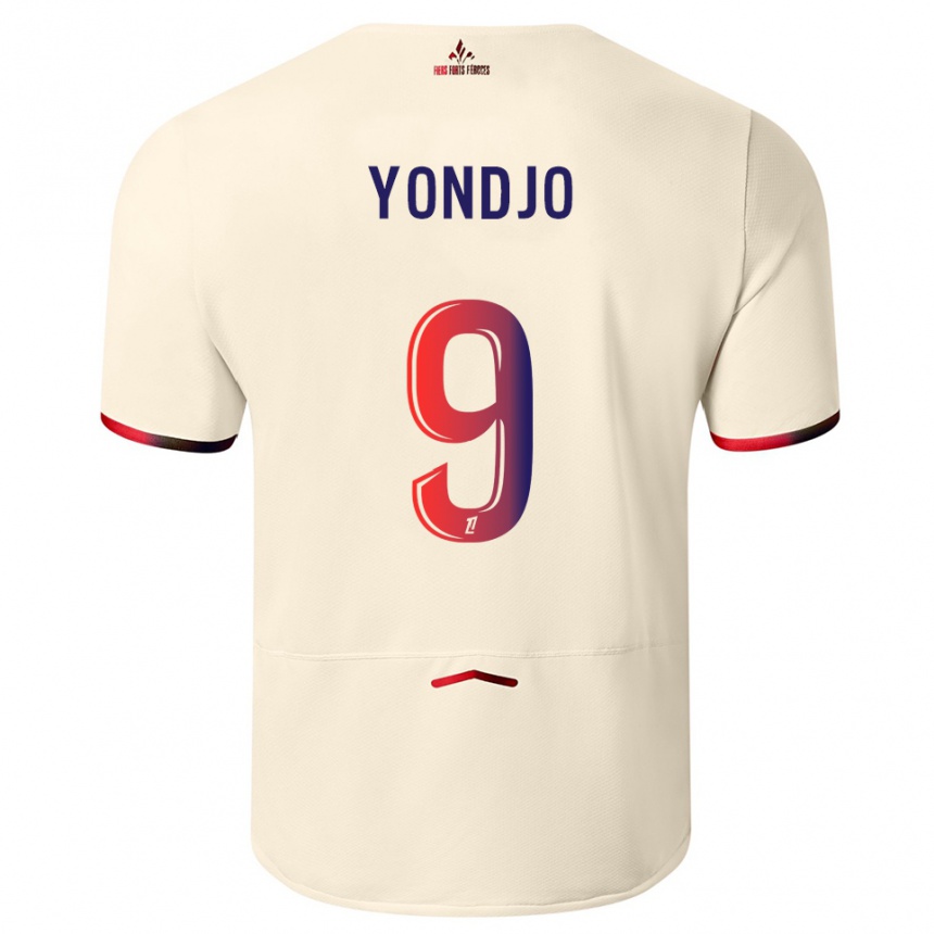 ילדים כדורגל Angel Yondjo #9 לבן שמנת אדום הרחק ג'רזי 2025/26