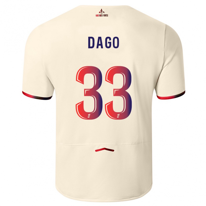 ילדים כדורגל טרביס דאגו #33 לבן שמנת אדום הרחק ג'רזי 2025/26