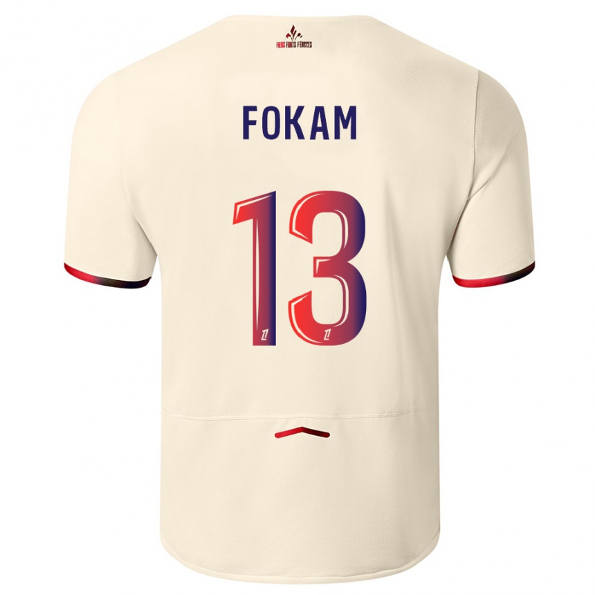 ילדים כדורגל Ulrich Fokam #13 לבן שמנת אדום הרחק ג'רזי 2025/26