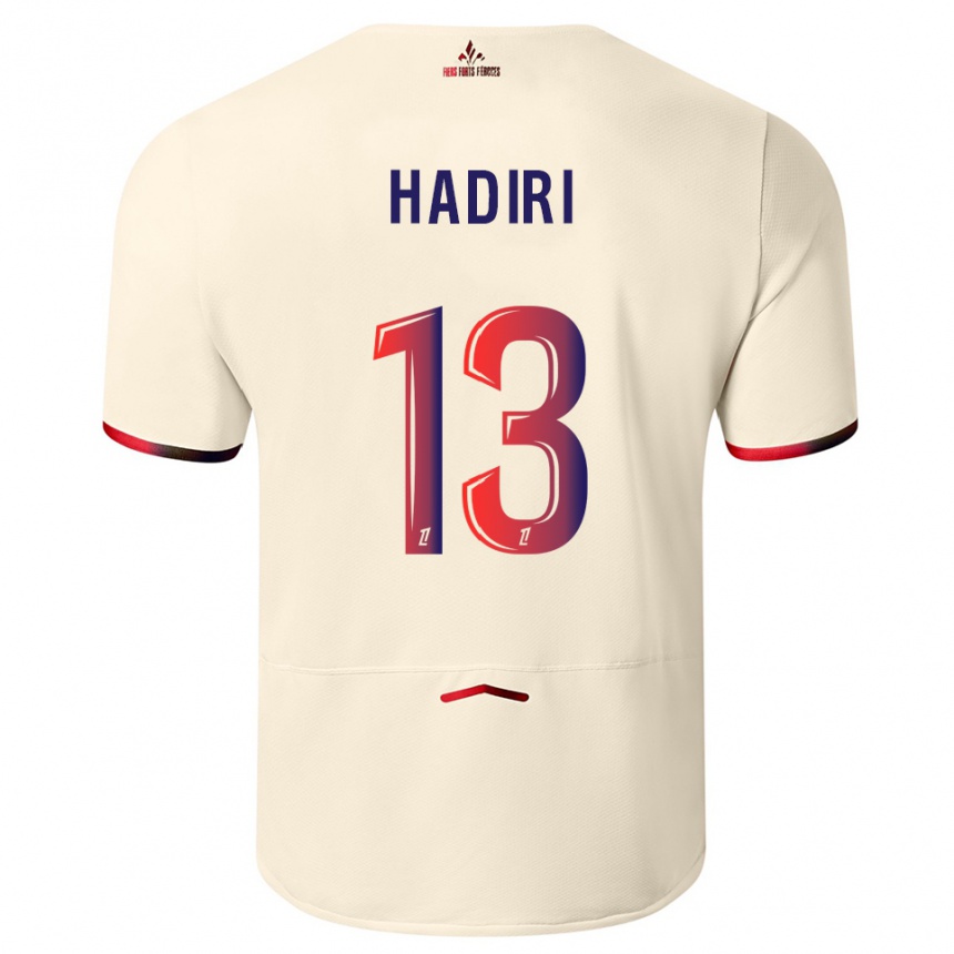 ילדים כדורגל Elias Hadiri #13 לבן שמנת אדום הרחק ג'רזי 2025/26