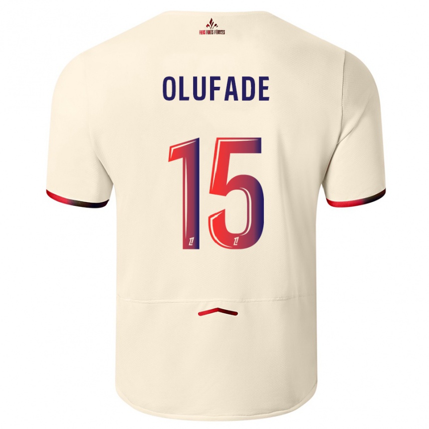 ילדים כדורגל Kingsley Olufade #15 לבן שמנת אדום הרחק ג'רזי 2025/26