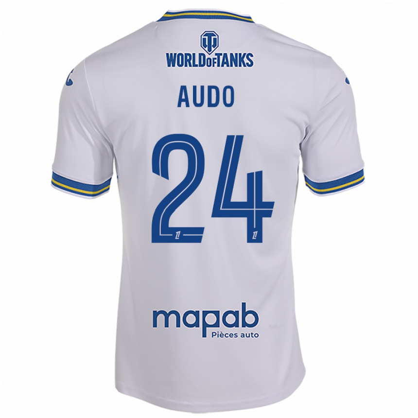 ילדים כדורגל Noémie Audo #24 לבן תכלת הרחק ג'רזי 2025/26