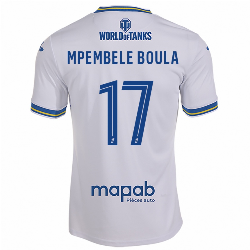 ילדים כדורגל Exaucé Mpembele Boula #17 לבן תכלת הרחק ג'רזי 2025/26