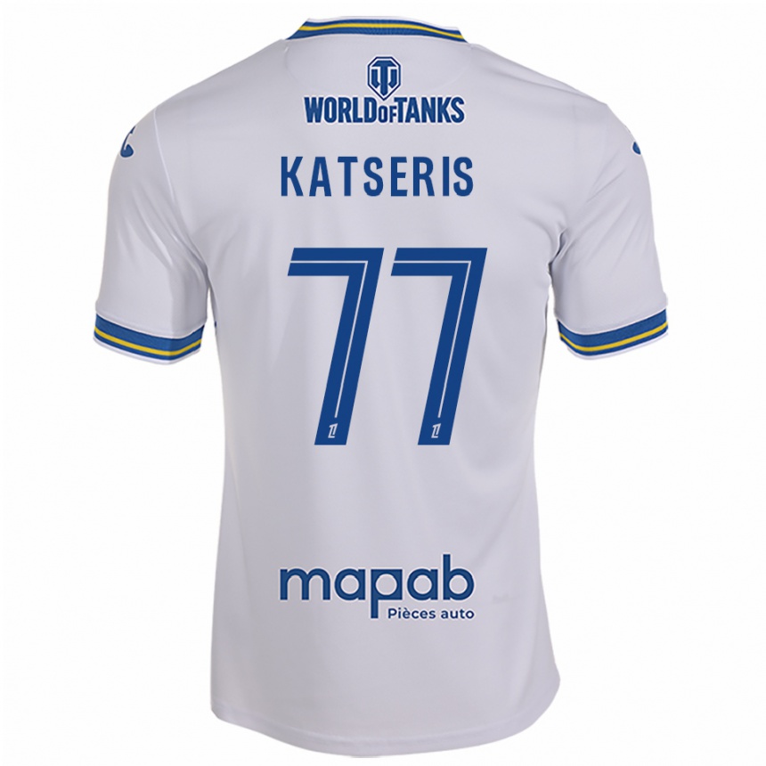 ילדים כדורגל Panos Katseris #77 לבן תכלת הרחק ג'רזי 2025/26