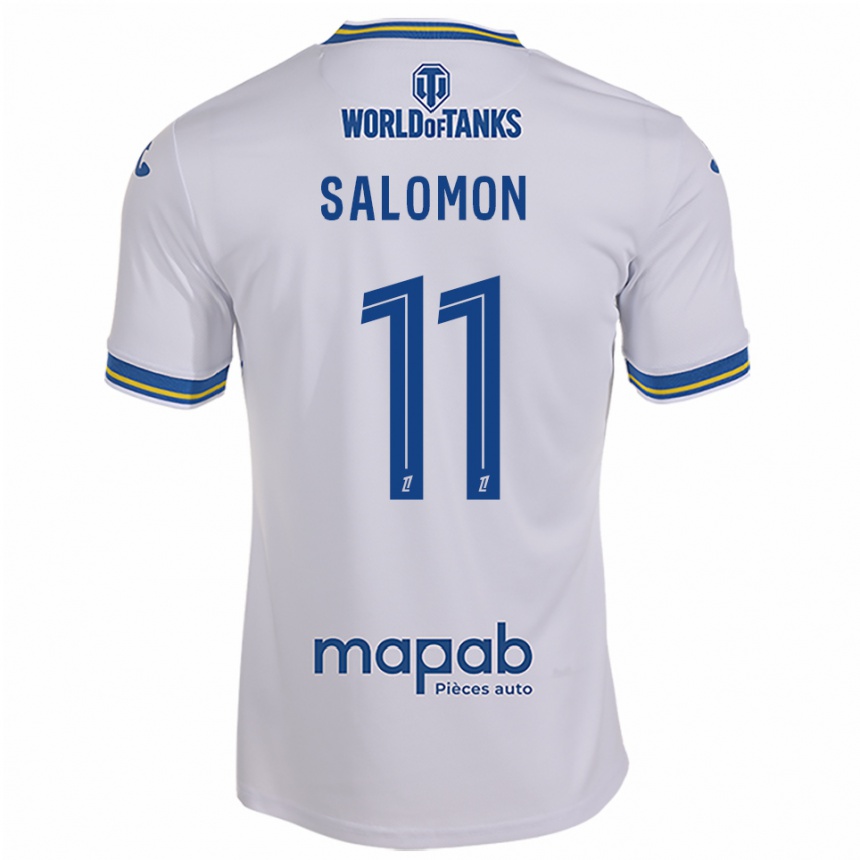ילדים כדורגל Enzo Salomon #11 לבן תכלת הרחק ג'רזי 2025/26