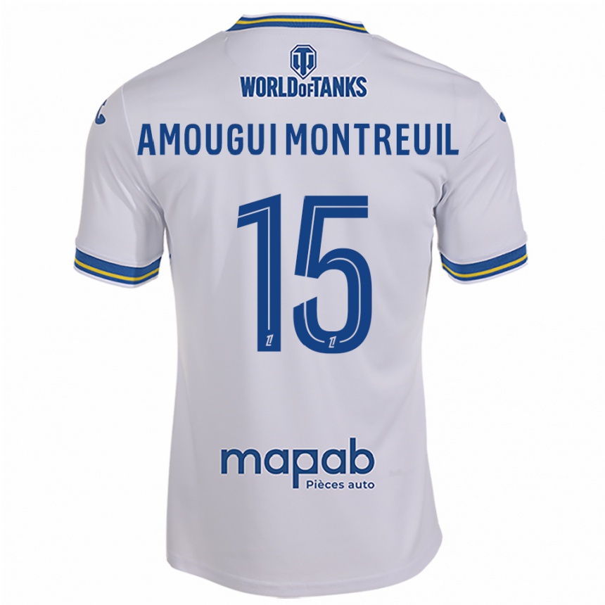 ילדים כדורגל Maceo Amougui Montreuil #15 לבן תכלת הרחק ג'רזי 2025/26