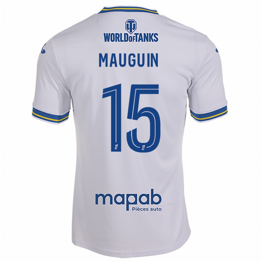 ילדים כדורגל Alexiane Mauguin #15 לבן תכלת הרחק ג'רזי 2025/26