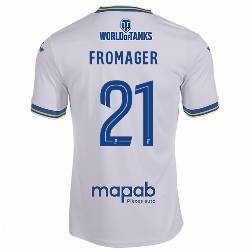 ילדים כדורגל Côme Fromager #21 לבן תכלת הרחק ג'רזי 2025/26