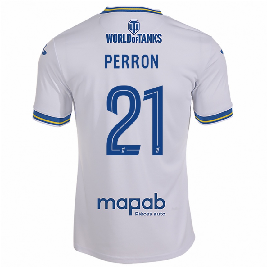 ילדים כדורגל Angéline Perron #21 לבן תכלת הרחק ג'רזי 2025/26