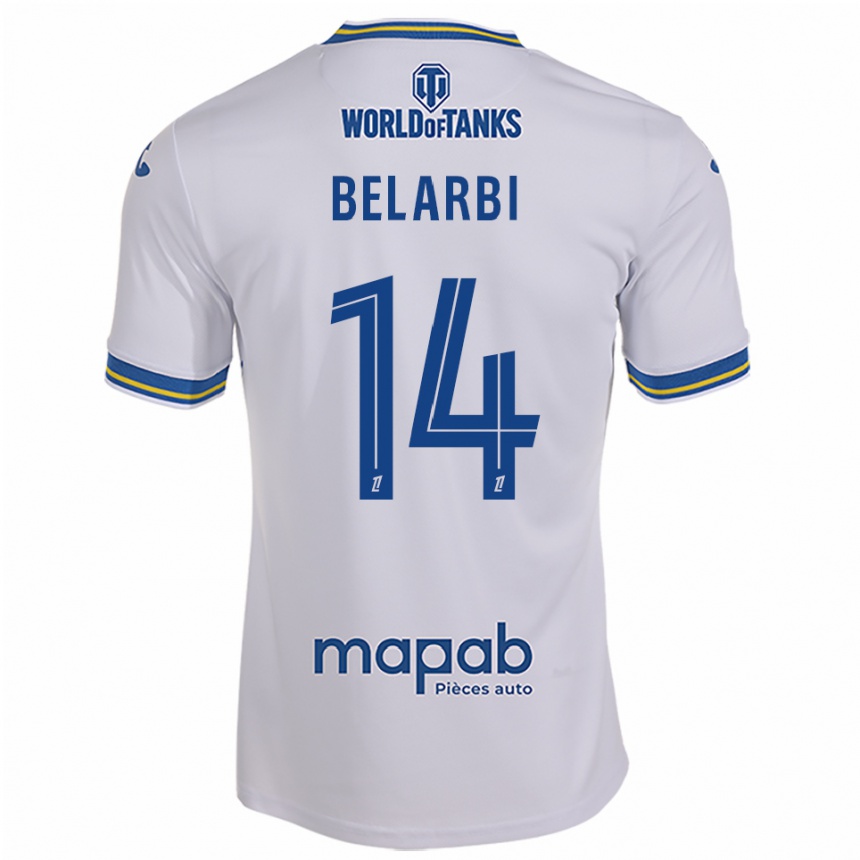 ילדים כדורגל Sohaib Belarbi #14 לבן תכלת הרחק ג'רזי 2025/26
