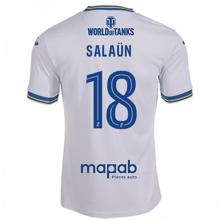 ילדים כדורגל Elody Salaün #18 לבן תכלת הרחק ג'רזי 2025/26