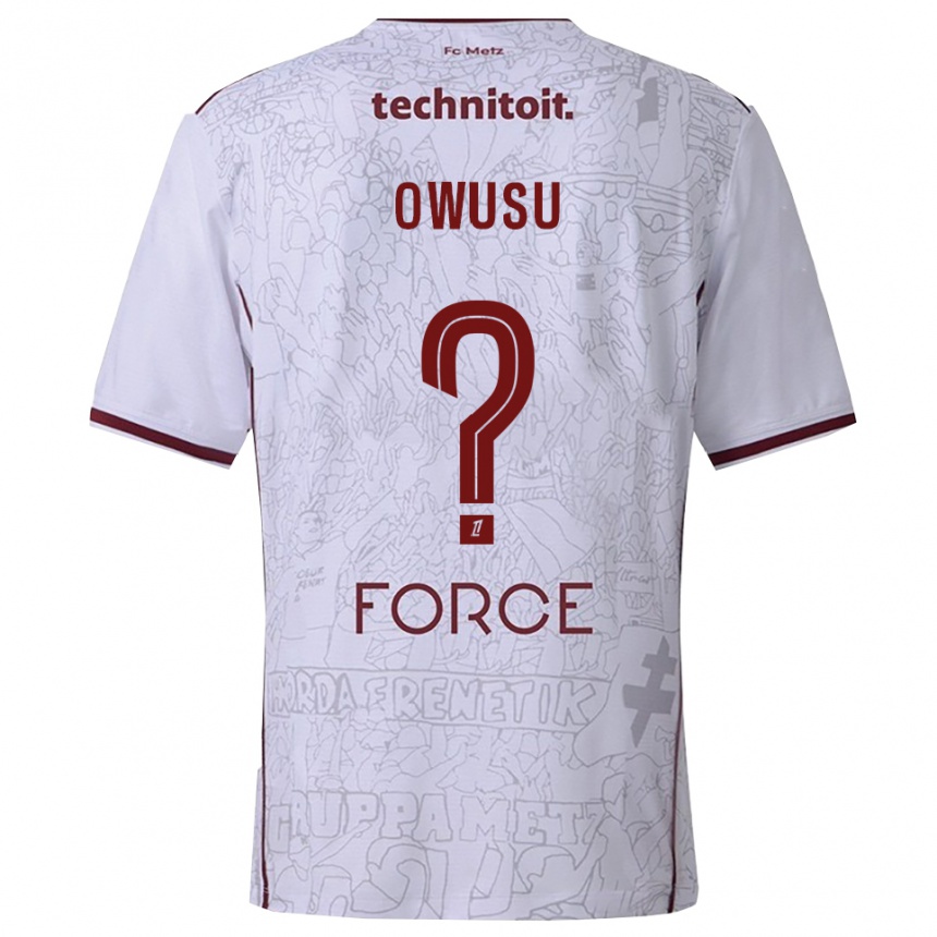 ילדים כדורגל Ryan Owusu #0 לבן בורדו הרחק ג'רזי 2025/26
