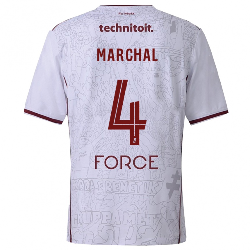 ילדים כדורגל Adam Marchal #4 לבן בורדו הרחק ג'רזי 2025/26