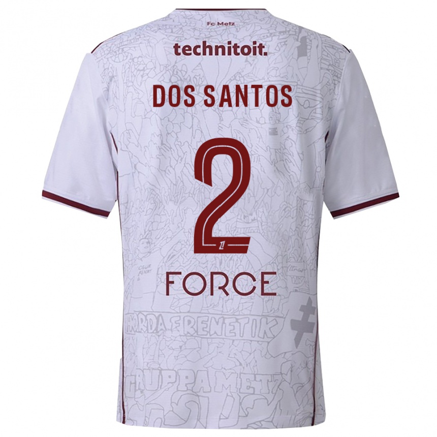 ילדים כדורגל Tahirys Dos Santos #2 לבן בורדו הרחק ג'רזי 2025/26