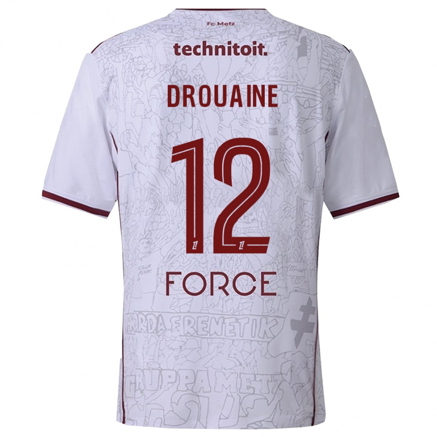 ילדים כדורגל Mathieu Drouaine #12 לבן בורדו הרחק ג'רזי 2025/26