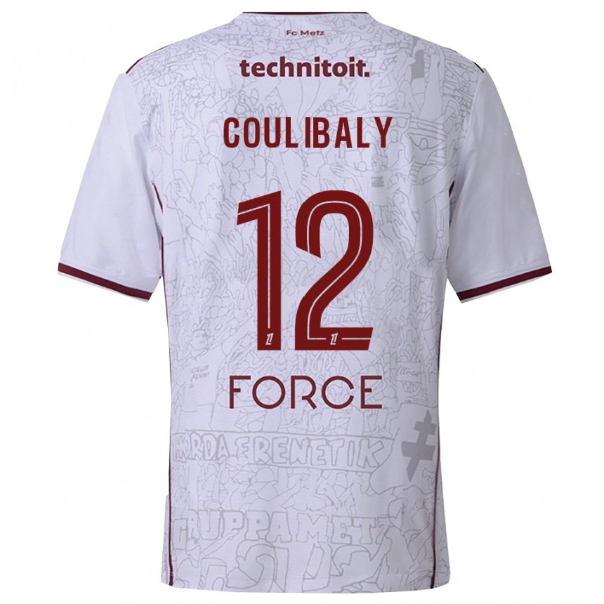 ילדים כדורגל Kady Coulibaly #12 לבן בורדו הרחק ג'רזי 2025/26