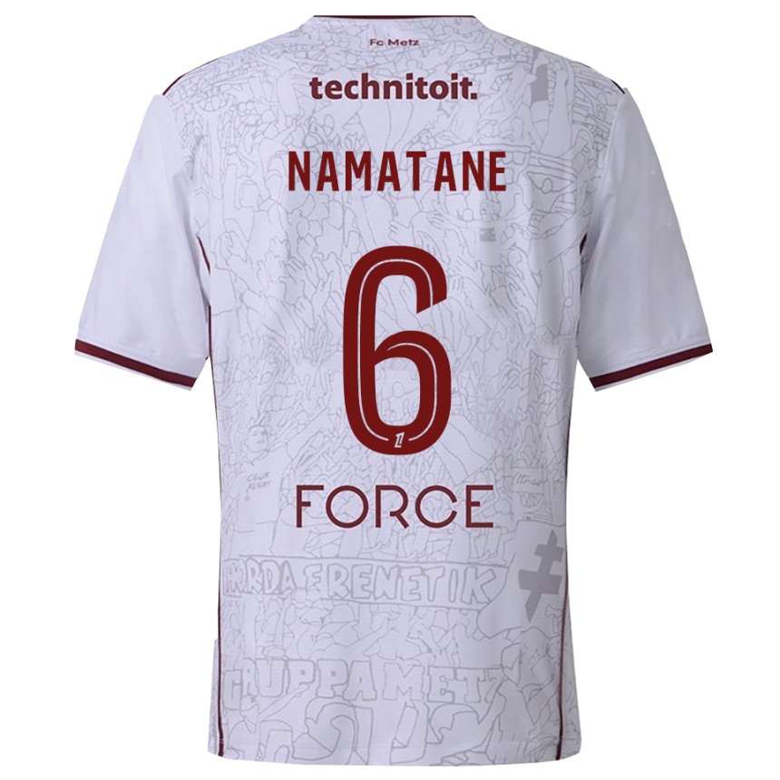 ילדים כדורגל Joseph Namatane #6 לבן בורדו הרחק ג'רזי 2025/26