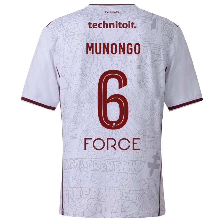 ילדים כדורגל Believe Munongo #6 לבן בורדו הרחק ג'רזי 2025/26
