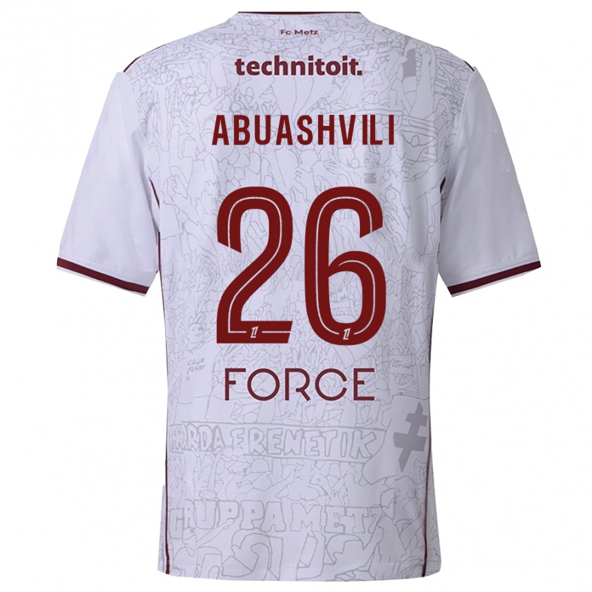 ילדים כדורגל Giorgi Abuashvili #26 לבן בורדו הרחק ג'רזי 2025/26