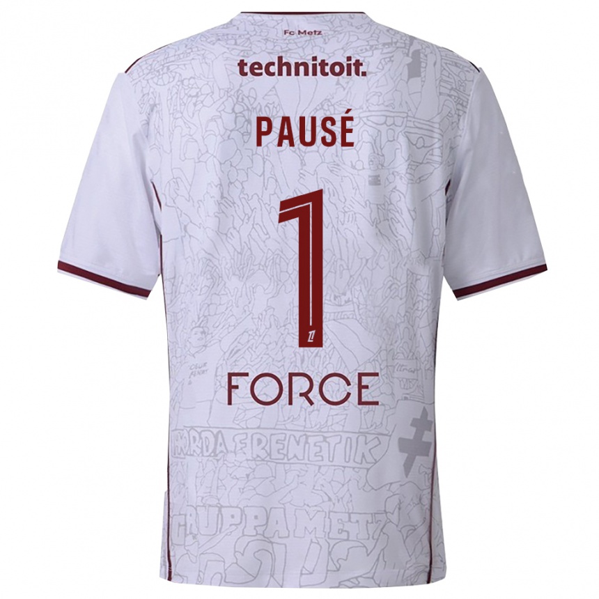 ילדים כדורגל Luca Pausé #1 לבן בורדו הרחק ג'רזי 2025/26