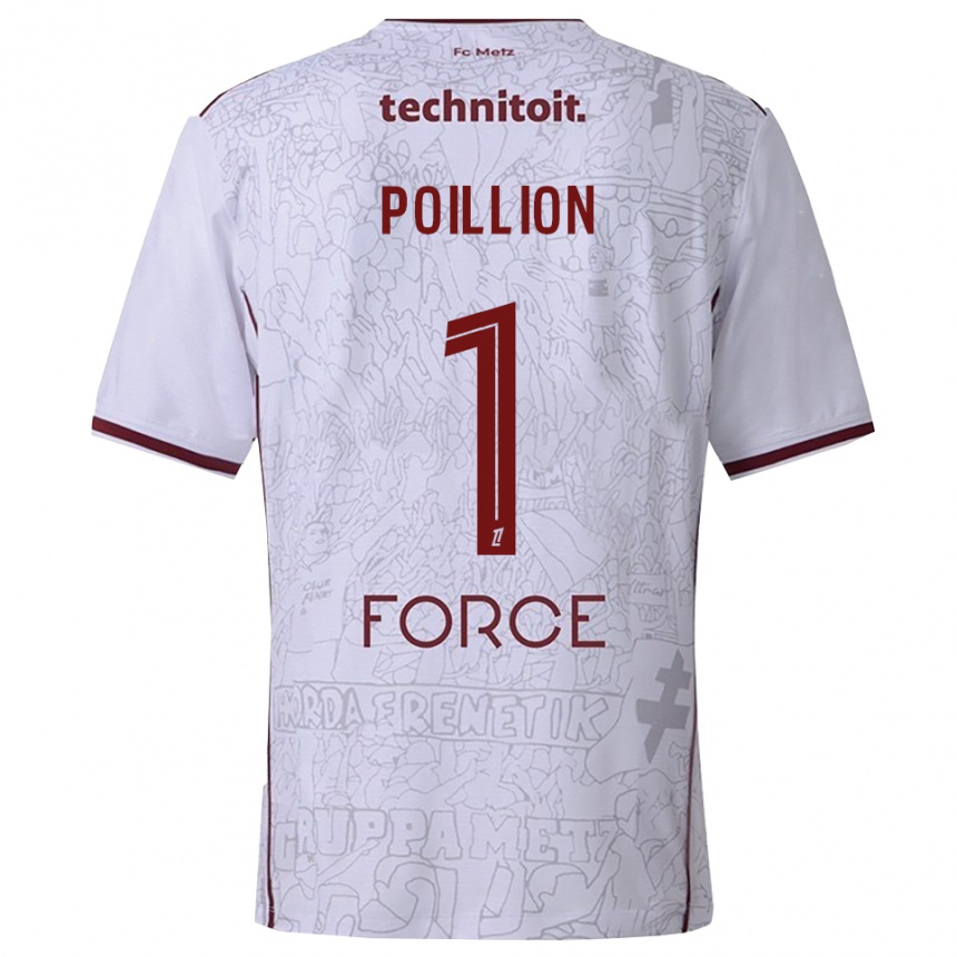 ילדים כדורגל Noé Poillion #1 לבן בורדו הרחק ג'רזי 2025/26