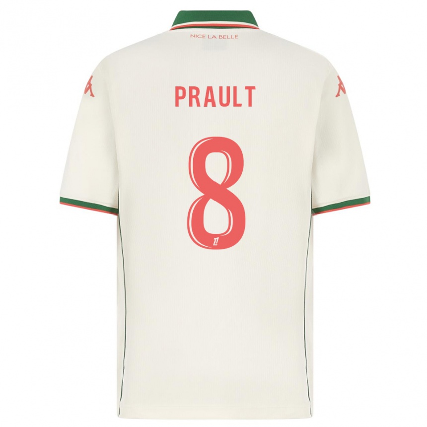 ילדים כדורגל Jade Prault #8 לבן ירוק הרחק ג'רזי 2025/26
